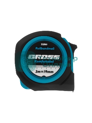 Рулетка Gross Komfortabel, 3 м х 19 мм, обрезиненный корпус