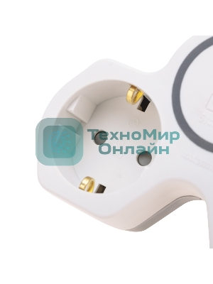 Двойник Rexant электрический (разветвитель) 16А с/з + USB-A + USB-C с защитными шторками, белый