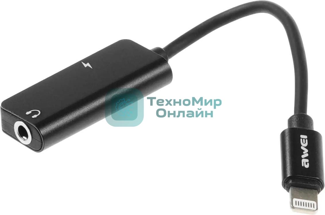 Переходник аудио Premier AWEI lightning/Jack 3.5 (f) 0.1м. черный