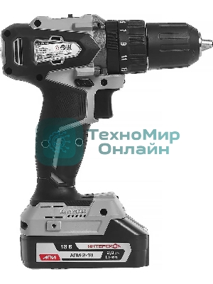Дрель-шуруповерт аккумуляторная ИНТЕРСКОЛ ДАУ-13/18В, Аккумуляторный, 18В, Без АКБ и ЗУ, Ударный, Кейс