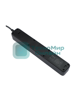 Сетевой фильтр Гарнизон 2.0 EPS-5-B-2, 5 р, 10А, 2 м, ур.защиты 2+, черный, пакет