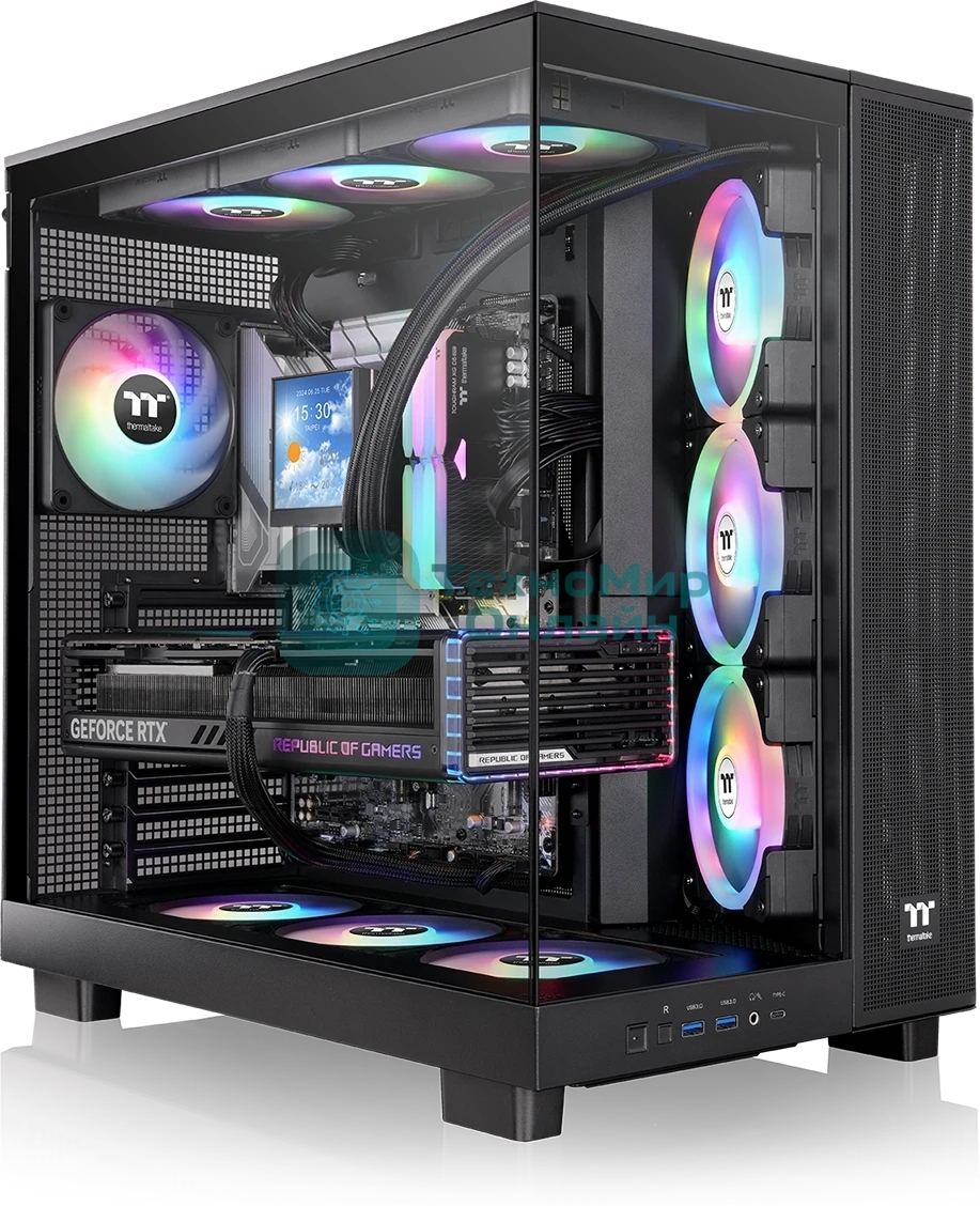 Компьютерный корпус Thermaltake View 380 XL TG ARGB черный без БП E-ATX 2x120мм 2xUSB3.0 audio bott PSU