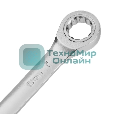 Ключ комбинированный трещоточный Denzel 19 мм, CrV, матовый хром