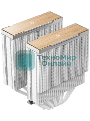 Кулер для процессора DEEPCOOL AK620 G2 WH LGA1851/1700/1200/115X/AM5/AM4 (8шт/кор, TDP 260W, PWM, DUAL Fan 120мм, 6 тепл. трубок, Copper Base, Wood-grain top cover, белый) RET (R-AK620G2-WHNNMN-GJD)