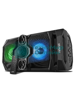 Мобильные колонки SVEN PS-655 2.0 черные (2x25W, mini Jack, USB Type-C, USB flash, Bluetooth, FM, micro SD, ПДУ, LED экран, 4400 мA, RGB подсветка)