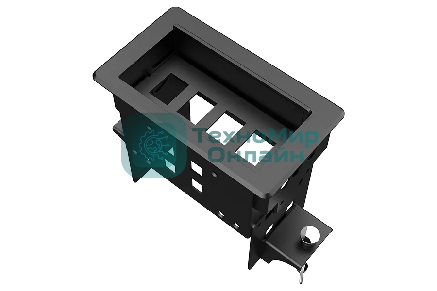 Прямоугольный металлический корпус Wize Pro WRTS-04BOX-B для модульной системы врезного лючка в стол с убирающейся крышкой для установки до 4 модулей-вставок, преустановленная рамка, черный