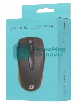 Мышь проводная Oklick 325M черный, 1000 dpi, USB, кнопки - 3