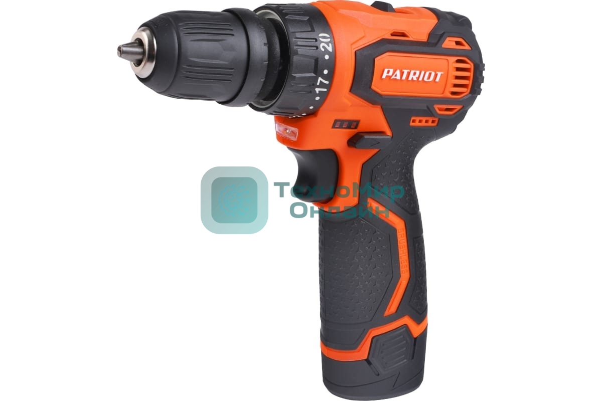 Дрель-шуруповерт Patriot BR 368Li, Аккумуляторная, 12В, 2 АКБ, Кейс