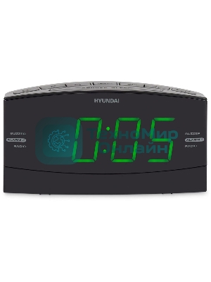 Радиобудильник Hyundai H-RCL238 черный LCD подсв:зеленая часы:цифровые FM