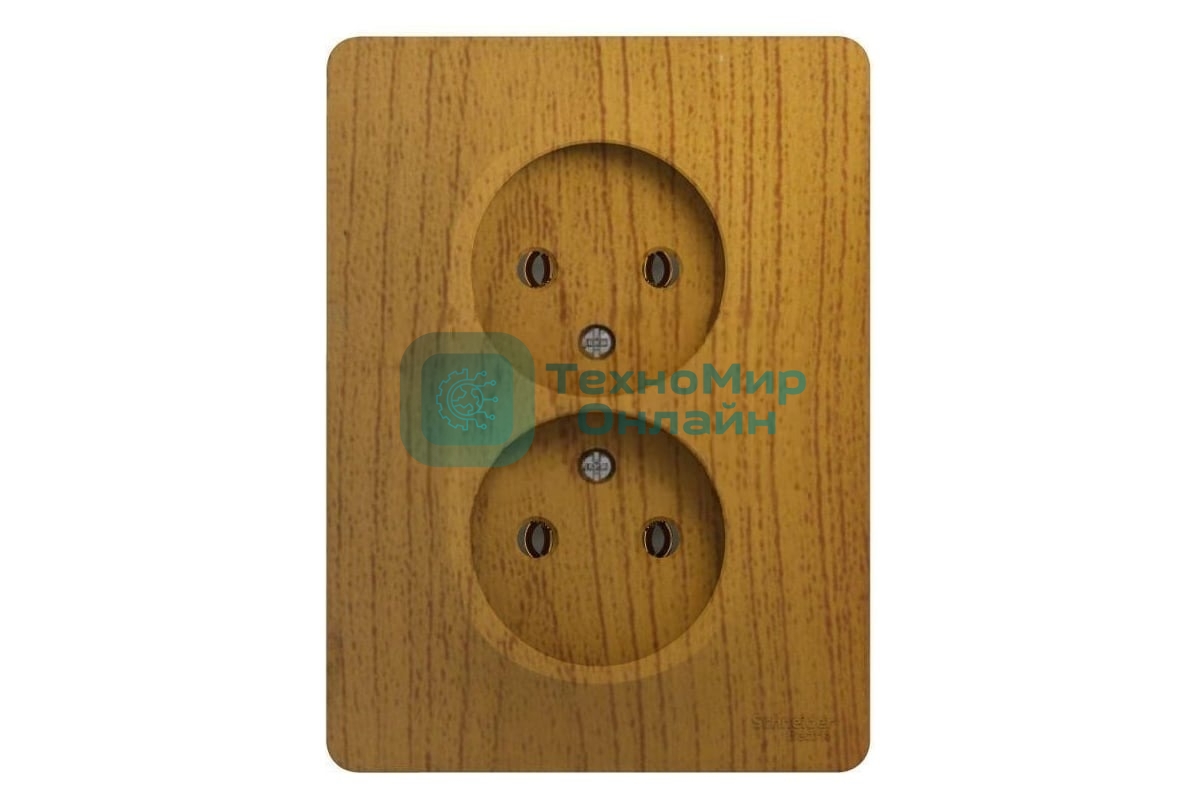 Розетка 2-м СП Glossa 16А IP20 без заземл. в сборе дер. дуб SchE GSL000520