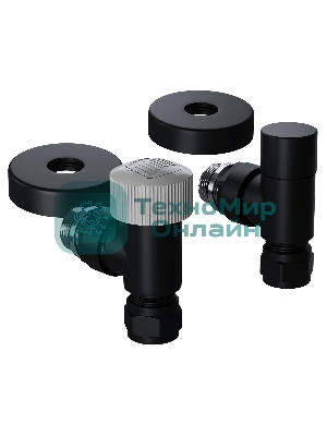 Набор термостатический угловой Royal Thermo Design Pro 15мм М30х1,5 черный