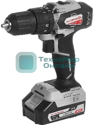 Дрель-шуруповерт аккумуляторная ИНТЕРСКОЛ ДАУ-13/18В, Аккумуляторный, 18В, Без АКБ и ЗУ, Ударный, Кейс