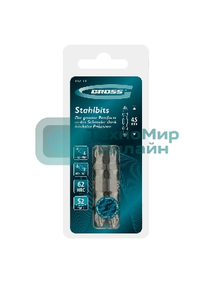 Набор бит двухстор. Gross PH2-PH1х45мм, PZ2-PZ1х45мм, сталь S2, 2 шт.