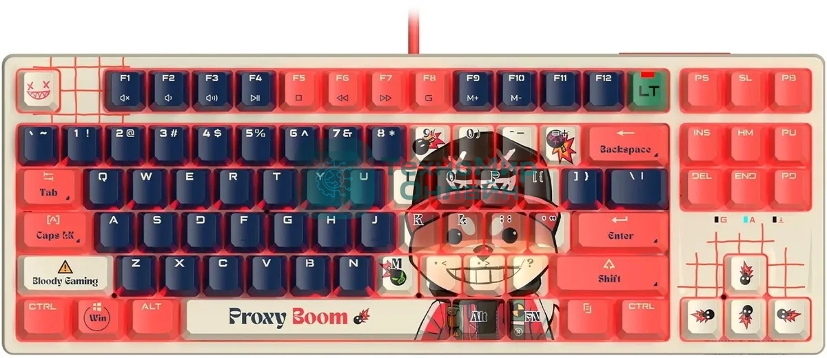 Клавиатура проводная A4Tech Bloody AT87 Proxy Boom USB бежевый/красный