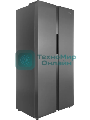 Холодильник Hyundai CS40082F нержавеющая сталь двухкамерный 230/142л морозилка слева, No Frost, Side by Side