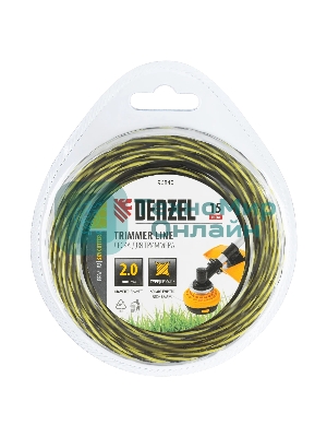 Леска для триммера Denzel двухкомпонентная витая квадратная, 2,0мм х 15м, блистер SkyCutter