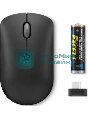 Мышь беспроводная Lenovo 400 черный, 2400 dpi, радиоканал, USB-C, кнопки - 4