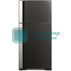 Холодильник Hitachi R-VG660PUC7-1 GGR серый стекло двухкамерный 405/145л морозилка сверху No Frost