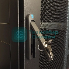 Шкаф серверный напольный 48U (600 1000) дверь перфорированная, задние двойные перфорированные, черный