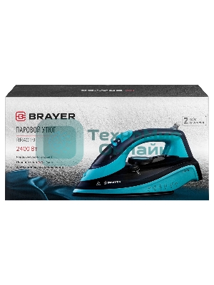 Утюг BRAYER BR4019 голубой/черный, 2400 Вт, 25 г/мин, 140 г/мин, 320 мл