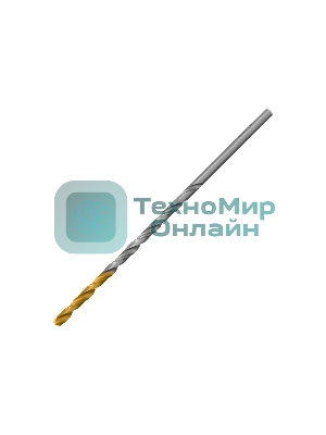 Сверло спиральное по металлу Denzel 3 х 100 мм, Р6М5, Golden Tip, удлиненное, 2 шт.