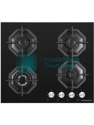 Газовая варочная панель Maunfeld EGHG.64.23CB/G, 4 конфорки, закаленное стекло, черный