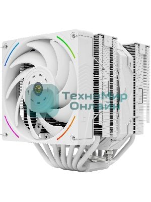 Кулер для процессора Thermalright Royal Pretor 130 Ultra White (4-pin PWM, 158mm, Ni/Cu, 7x6mm, 1x120mm ARGB +1x130mm, 69CFM/81.88CFM, 27dBA/28.3dBA, 2150RPM/1750RPM, S: 1200, 1700, 1851, 115X, 2011, 2066, AM4, AM5, white)