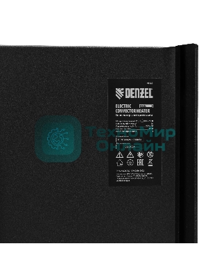 Конвектор электрический Denzel XCE-2000B черный, 2000 Вт, 25 м2, термостат