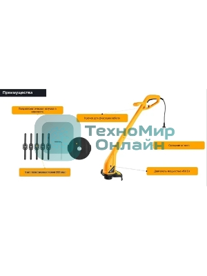 Триммер электрический Deko DKTR450 450Вт разбор.штан. реж.эл.:леска упак.:1шт.