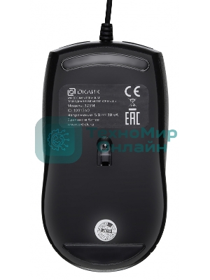 Мышь проводная Oklick 325M черный, 1000 dpi, USB, кнопки - 3