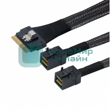 Кабель LR-Link SlimSAS x8 to 2 x miniSAS HD (SFF-8654 x8 - 2 x SFF-8643) Cable, 800мм