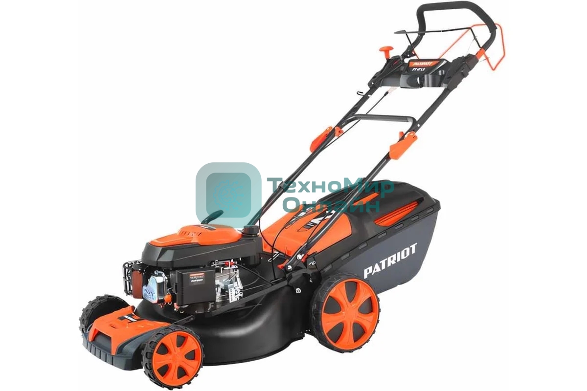  Газонокосилка бензиновая PATRIOT PT 47LS 512109014 {Раб. объем 139сс, мощн. 4.5л.с., раб. ширина 46см, регул. высоты 30-75мм прорезин. колеса 178-254мм, травосбор. 60л, функц. бок.выбр.тр.и мульчир}