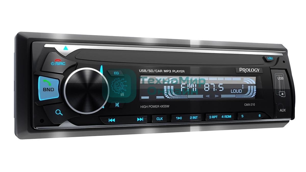 Автомагнитола Prology CMX-210, 1 DIN, Bluetooth, USB Type-A, AUX, пульт ДУ