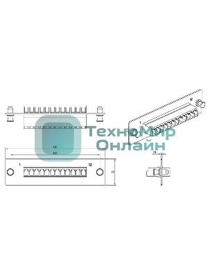 Модульная панель Hyperline, OS2 9/125, 12 х LC, Duplex 120х32, для FO-19BX, черный