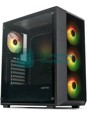 Компьютерный корпус XASTRA A406 4ARGB Black ATX/Mesh/tempered glass/4x120мм ARGB PWM fans/A406-4FC12A