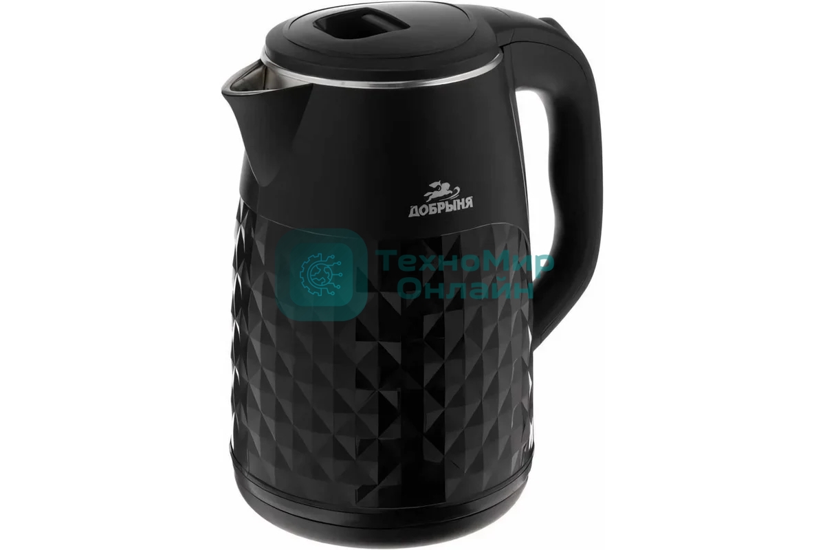 Чайник эл Добрыня DO-1237B (2,8л) 2200 Вт, двойная стенка нжс/пл, черный УВЕЛИЧЕННЫЙ ОБЪЕМ 2,8 л.-Мощность: 1800-2200 Вт.-Двойные стенки-Автоотключение при закипании воды-Возможность поворота на 360 градусов-Закрытый нагревательный элемент-Сетевой индикатор работы-Место для хранения шнура-Напряжение 230 Вт, 50 Гц.