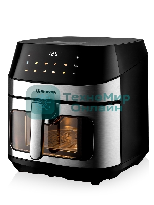 Аэрогриль Brayer 2044BR черный, 2200 Вт, 8 л, сенсор, 10 программ