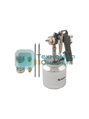 Краскопульт пневматический Matrix с нижним бачком v=075k + сопла диаметром 1.2 1.5 и 1.8мм