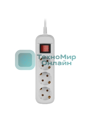 Удлинитель электрический ЭРА UDL-10-315-ES Greenline 3 розетки с заземлением с выключателем 1,5м ПВС 3x0.75мм2