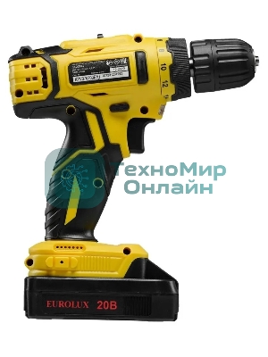 Дрель-шуруповерт Eurolux ДА-20DU-2, 12 В, 1.5 Ач, 25 Нм, щеточный