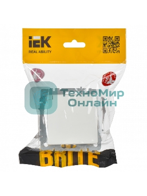 Розетка 1-местная IEK BRITE РСбш10-3-БрБ (BR-R16-16-K01) с заземлением, с защитными шторками и крышкой, 16А, IP20, белый