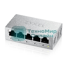 Коммутатор Zyxel GS-105B v5, 5 портов 1000 Мбит/с, настольный, металлический корпус