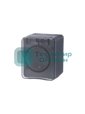 Розетка 1-м ОП AtlasDesign Profi54 16А IP54 250В с заземл. защ. шторки антрацит SchE ATN544045