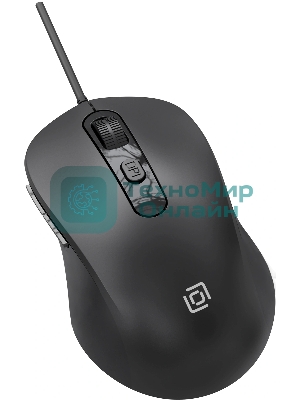 Мышь проводная Oklick 211M черный, 2400 dpi, USB, кнопки - 6