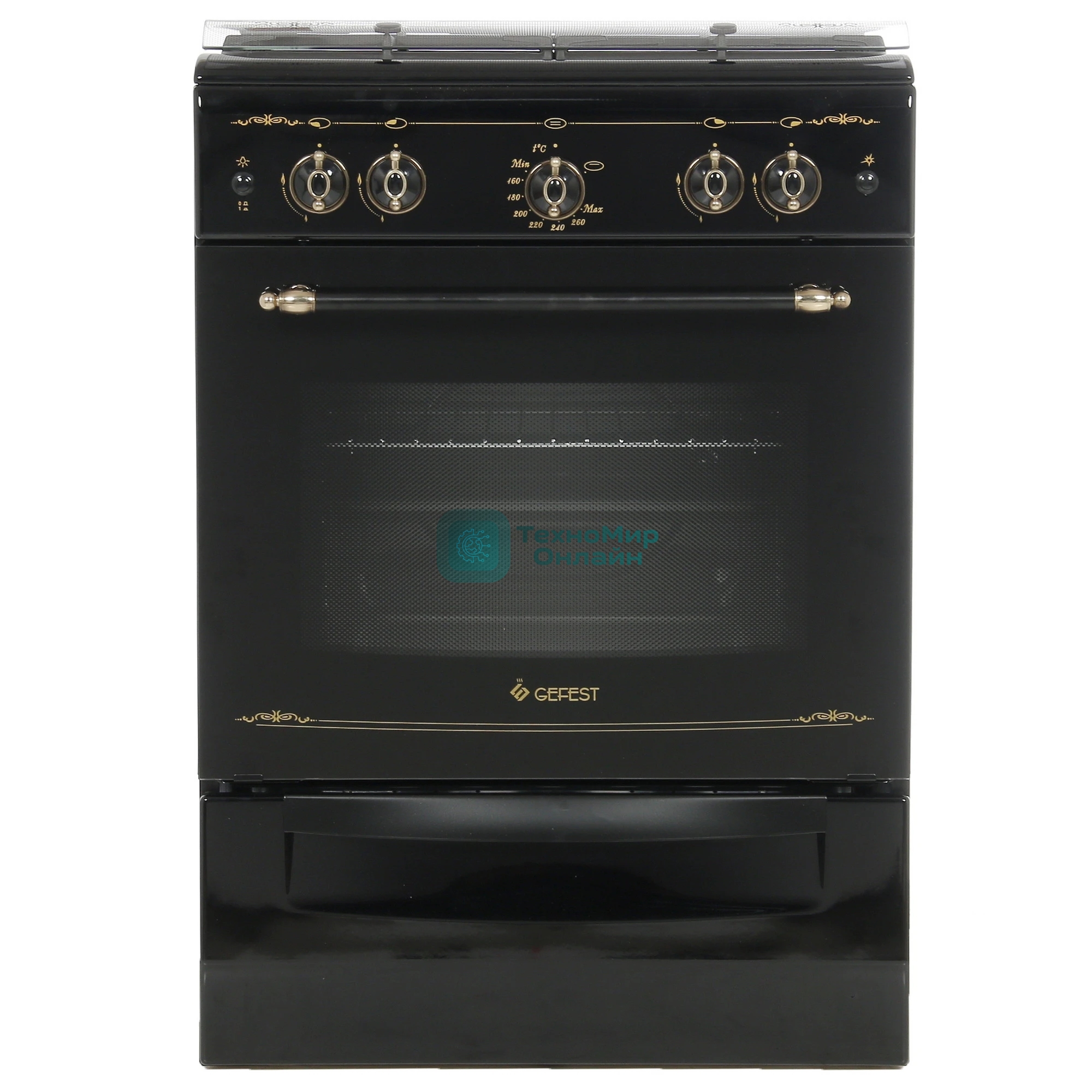 Плита газовая Gefest ПГ 6100-02 0187 черный, конфорок 4 шт, духовка 52 л, 60 см x 85 см x 60 см