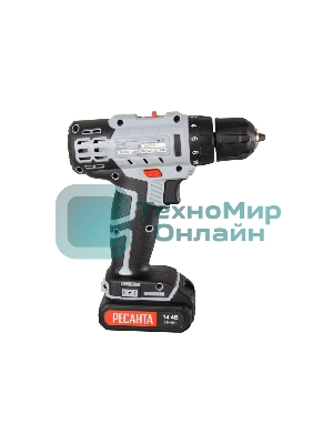 Дрель-шуруповерт аккумуляторная Ресанта ДА-14-2ЛК 75/14/4, Аккумуляторная, 14,4В, 2 АКБ, Кейс