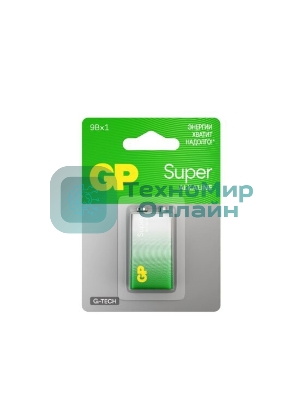 Алкалиновая батарейка GP Super Alkaline G-Tech 9V Крона - 1 шт. на блистере (1 шт.)