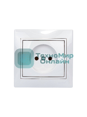 Розетка 1-м СП Мира 16А IP20 без заземл. керам. белый/белый LEZARD 701-0202-121