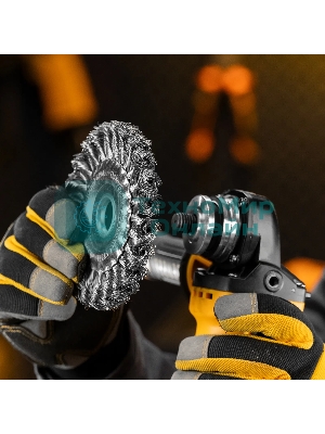 Щетка для УШМ Denzel 125 мм, плоская, крученая нержавеющая проволока 0,5 мм, посадка 22,2 мм