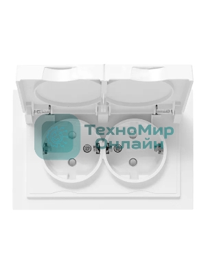 Розетка 2-м EKF UP1-SOW-211-44 СП Эпика 16А IP44 с заземл. защ. шторки с рамкой с крышками механизм бел.
